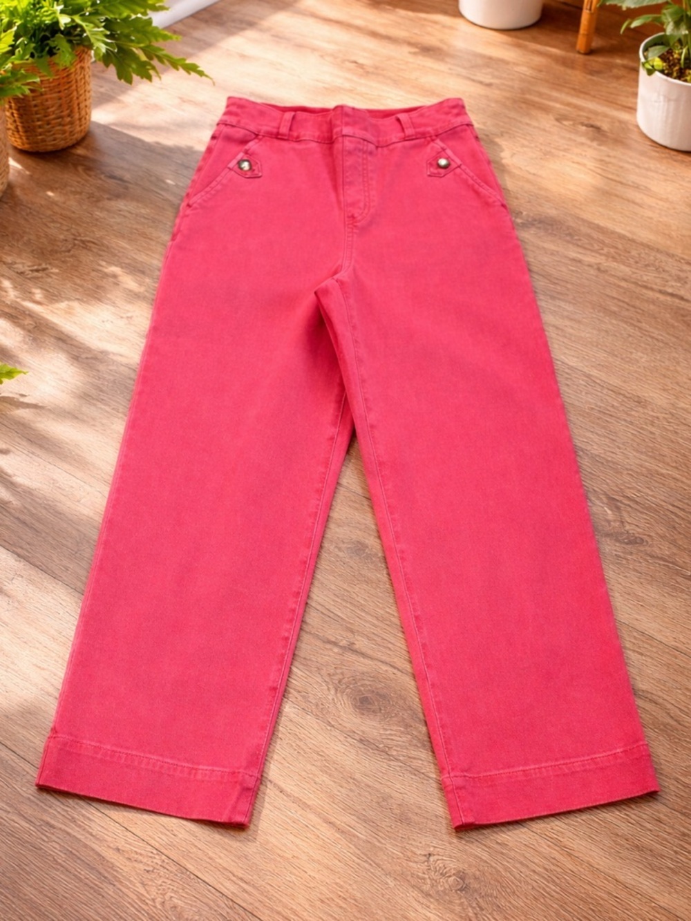 SPANX High-Waist Wide-Leg Cropped Pants in red